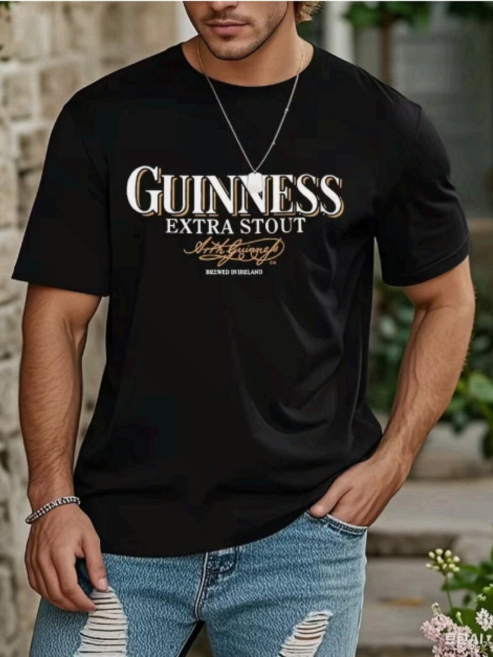 Guinness Extra Stout Logo Graphic Black T-Shirt Black T-Shirt Irish Beer